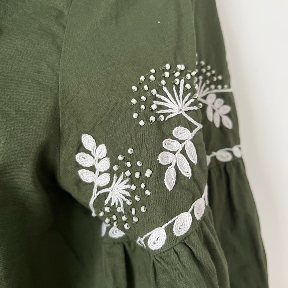 Zara Mini Green Embroidered Dress Like New - Picture 3 of 9